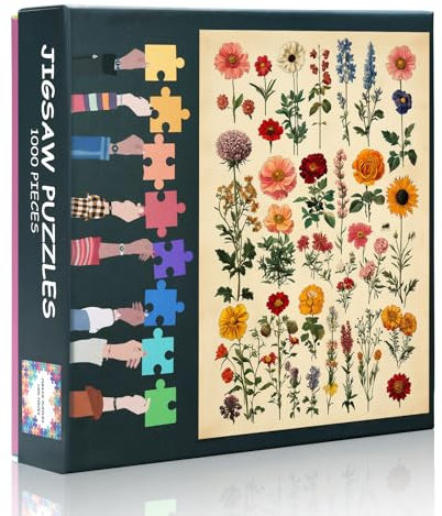 Botanic Jigsaw Puzzles for Adults 1000 Piece, Puzzles for Adults 1000 Pieces Flowers, Challenging Jigsaw Puzzle Educational Games Home Decoration Artwork Puzzle (27.5x19.7)