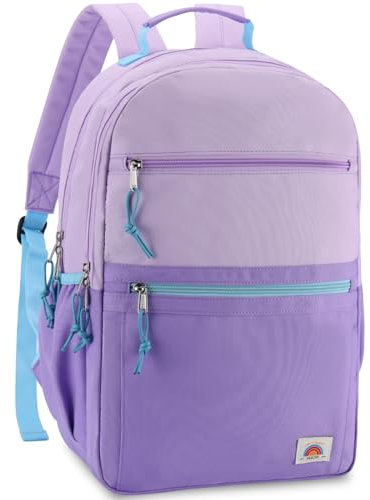 VASCHY School Bag, Lightweight Classic Backpack Cute Aesthetic Bookbag Daypack for Teen Boys Girls Traveling/Gym/Middle School Lightweight Purple