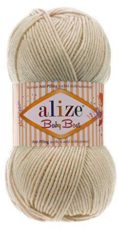 100g Strickgarn ALIZE Baby Best uni Babywolle Wolle Antipilling, freie Farbwahl, Farbe:599 elfenbein