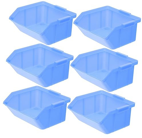 Mikikit 6pcs Plastic Warehouse Storage Bins PP Material Nesting Shelf Bin Boxes for Tools and Accessories Sturdy Organiser for Home Office Workshop