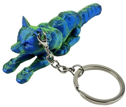 TIANQUXNGI Porte-clés 3D en forme de loup à la mode à partir de matériaux portables et robustes pour une décoration unique, bleu / vert