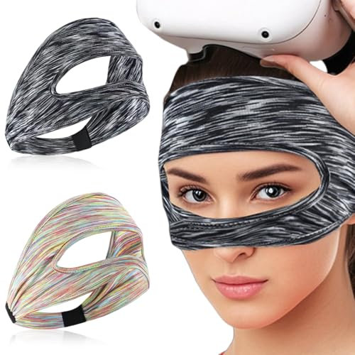 2 Pezzi VR Maschera per Occhi per Meta Quest 3/Quest 3S, VR Traspirante Maschera, Lavabile VR mascher, per PS VR2/Meta Quest Pro/Meta Quest 2/Oculus Quest 2/HTC Vive (Grigio+Colore)