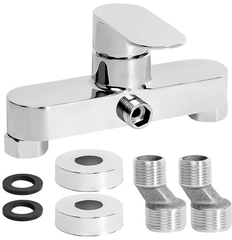 Duscharmatur Einhebelmischer Dusche, Silbrig Mischbatterie Dusche Brausearmatur Armatur Dusche mit G ½ Auslauf, Chrom-Wasserhahn Dusche mit Keramikventil Kern für Badezimmer