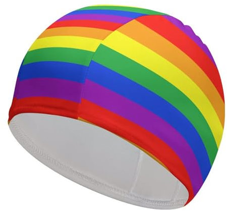 Bonnet de Bain, Drapeau Arc-en-Ciel, Bonnets de Bain pour Cheveux Longs et Courts