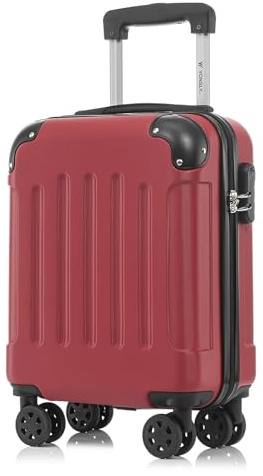 YONSLY Kabinenkoffer mit abnehmbaren Rädern, S Koffer Suitcase Rot, Trolley Reisekoffer, Rollkoffer Handgepäck mit 4 Rollen 360°, Hartschalenreisekoffer, Zahlenschloss, Gummigriff
