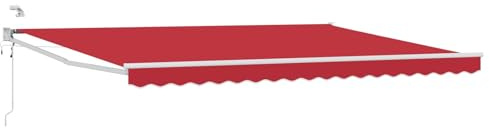 vidaXL Elektrische ausziehbare Markise Rot 4 x 3 m, Automatische, Moderne, elektrische Markise, ausziehbar, mit LED, für die Terrasse, funktioneller Sonnenschutz