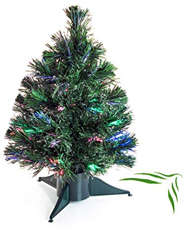 artplants.de Albero di Natale Artificiale MOSKAU con filamenti in Fibra Ottica, a batterie, 45 Rami, colorato, 45cm, Ø 25cm – Albero di Natale Artificiale/Albero Artificiale Luminoso