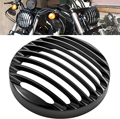 KATUR 5 3/4 Nero Alluminio Faro Grill Copertura Per 2004-2014 Sportster XL 883 1200