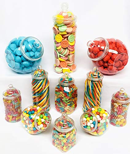 Truly Sweet Candy Lot de 11 pots � bonbons r�tro en plastique pour Pick & Mix, magasin de bonbons victorien, kit de buffet de bonbons, pack de f�te