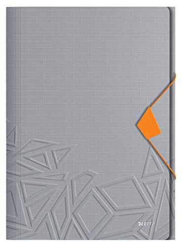 Leitz Urban Chic Eckspannermappe für bis zu 150 Blatt in A4 Format, Gummibandverschluss, Kunststoff, Grau, 46490088