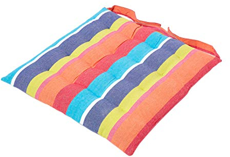 Homescapes Stuhlkissen 40x40 cm bunt gestreift – Sitzkissen Outdoor/Indoor, Oeko-TEX-Zertifiziert, Sitzpolster waschbar für Esszimmer-, Küchen- & Gartenstühle
