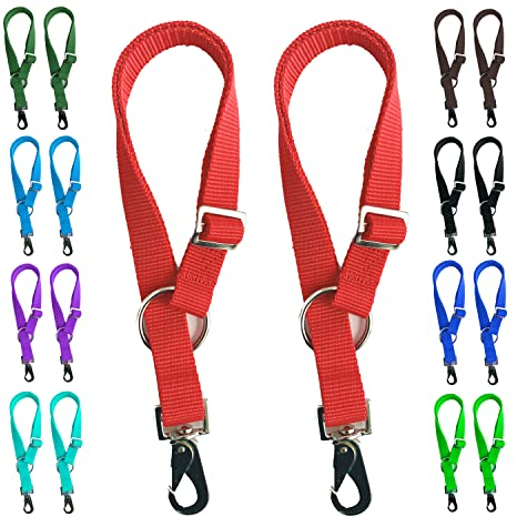 Majestic Ally Pack of 2 Horse Water Bucket Strap Hangers - Adjustable 18” to 30” Length – Practical and Easy Design for Indoor or Outdoor Use (Red)