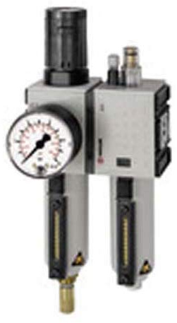 RIEGLER FU 615-M-16 FUTURA Wartungseinheit zweiteilig mit Metallbehälter, Sichtrohr und Manometer, Vollautomatisch, Baugröße 4, 0,5-16 bar, G 3/4