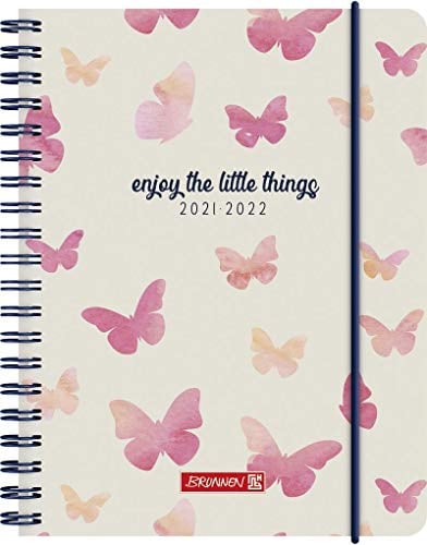 BRUNNEN 1071855042 Schülerkalender 2021/2022 (18 Monate) „Butterfly“ 2 Seiten = 1 Woche, Blattgröße 12 x 16 cm, A6, PP-Einband