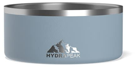 Hydrapeak Dog Bowl; Non Slip Stainless Steel; Water and Food Dish; Large Sized and Small Dogs; 32oz 64oz; Multiple Sizes | 8 Cup | Storm