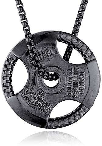 NEHZUS Herren-Fitness-Schmuck Hantel Charm Sport Barbell Anhänger Biker Box Kette Halskette Edelstahl Halskette