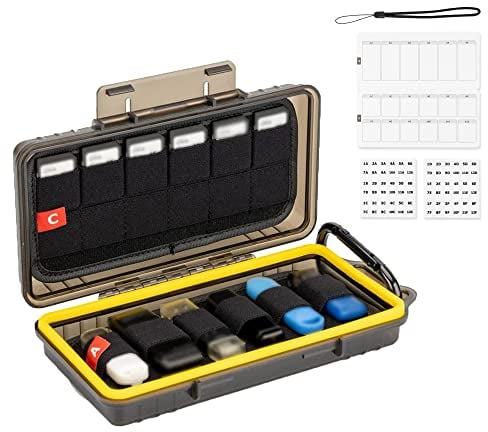 KIWIFOTOS 24 Steckplätze, Hartschale, Wasserabweisend für USB-Stick, CFexpress Typ A SD, Nintendo Switch (NS), Spielkarten, PSV PS Vita SD-Kartenhalter, Tragetasche, Étui Pour Carte Mémoire