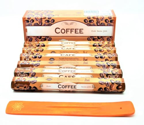 Z1 Kaffee Räucherstäbchen, 6 x 20 Packungen, 120 Stück, mit Aschenbecher