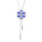 TOFBS Elegante Damen Halskette Mit Blumenanhänger Blau Und Weiß Kristall Verstellbare Silberkette Modeschmuck Für Frauen Schmuck Für Besondere Anlässe