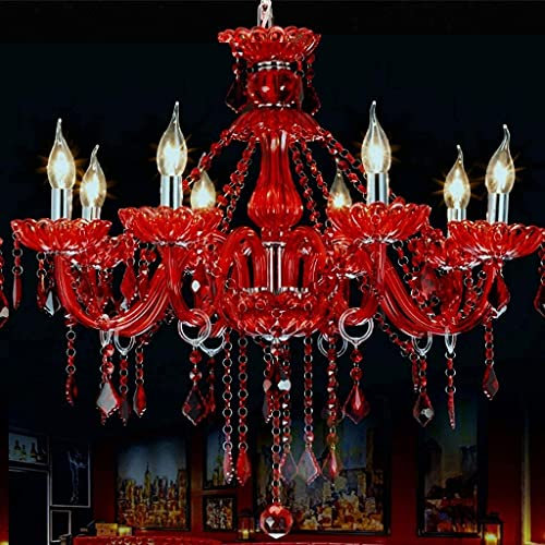 Lustre Romantique Café Lustre Bougie Rouge Cristal Café Restaurant Lustre(Size:8)