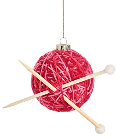 Sass & Belle Hängende Kugel, Weihnachtskugel, Rund, Rosa, Sport, Weihnachten, Glas Stoff Kunststoff