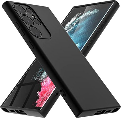 Giolus Hülle Kompatibel mit Samsung Galaxy S23 Ultra 5G Hülle Silikon mit Kameraschutz, Dünn Liquid Silicone Handyhülle Stoßfeste Kratzfeste Matte Schutzhülle Rundumschutz Soft Case Cover Schwarz