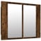 vidaXL LED Spiegelschrank, Badezimmerspiegel mit Beleuchtung Lichtfarbe Einstellbar, Badschrank mit viel Stauraum, Räuchereiche Holzwerkstoff