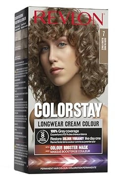 Revlon Colorstay Tinte Pelo Mujer, Coloración Permanente de larga duración, Incluye mascarilla potenciadora del color, Hasta 8 semanas de color, Tono 7 Rubio