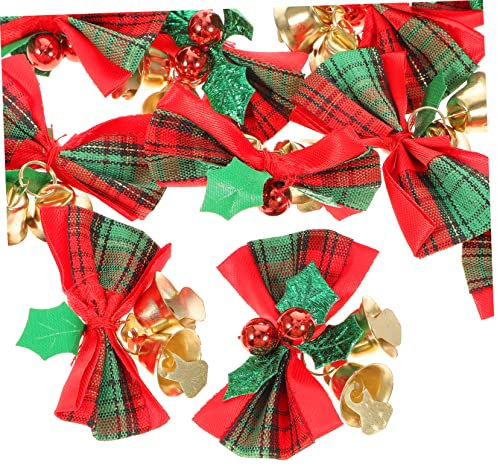 Toyvian Weihnachtsglocken 12 Stück Weihnachtsbaumspitze Schleife Glöckchen Ornamente Schleife Baumspitze Hängende Verzierung Weihnachtsschleife Mit Glöckchen Mini-Schleife Aus
