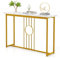 CASART Console Table, Compact Faux Marble Accent Entryway Tables, Metal Frame Foyer Table for Hallway Living Room Corridor (120cm, Line Pattern, White+Gold)
