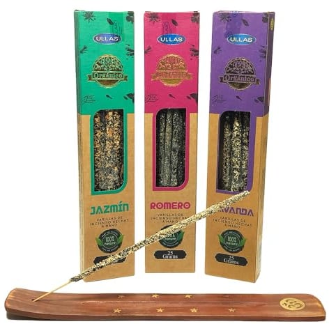 3er-Pack Ullas Bio-Naturweihrauch + Aromasenses-Räuchergefäß als Geschenk (Lavendel - Rosmarin - Jasmin)