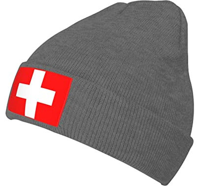 Oudrspo Flagge der Schweizer Herren & Damen Beanie Mütze Wintermütze Strickmütze Totenkopfmütze