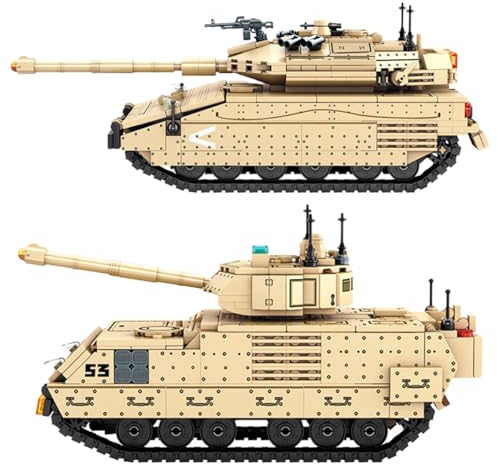 Technik Panzer Bausteine 2-IN-1 Bausatz, 659 Klemmbausteine Merkava Main Battle Tank Technik Militär Panzer Modell mit Minifiguren, Kompatibel mit Lego Technic