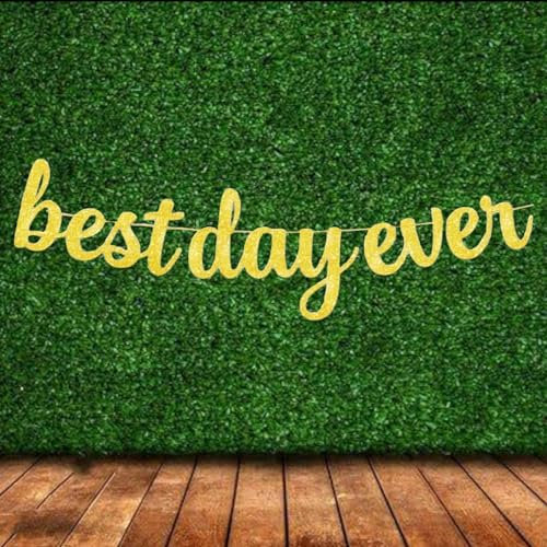 MS Best Day Ever Banner - Premium Gold Glitter Papier Banner, größerer Text für bessere Sichtbarkeit, perfekte Dekoration für Brautparty, Verlobung, Junggesellinnenabschied, Hochzeitsfeier
