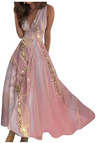 Robe Longue Fleurie Bohème Femme - Robe d'Été Blanche De Cérémonie pour Femme Ronde - Chic Rose L