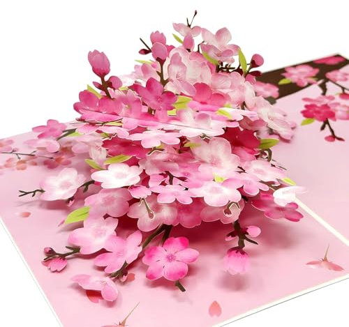 YianHien Kirschblüten Geburtstagskarte Frau, Schick Romantische 3D Sakura Karte Geburtstag für Frauen, Pop Up Karte zum Geburtstag Verlobung Hochzeit Jubiläum Lehrertag Dank Ruhestand Jugendweihe