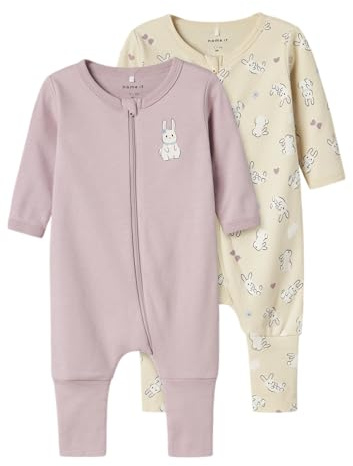 Name It Baby Damen Nbfnightsuit 2P Zip Ff Sand Rabbit Noos, Summer Sand, 92 EU