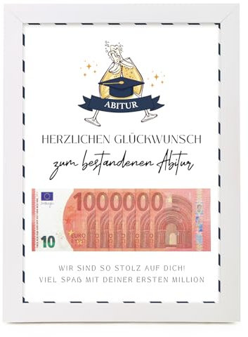 BOFUNX Geldgeschenk Abitur Ersten Million Geschenk zum bestandenen Abitur mit Bilderrahmen Abi Geldgeschenk Verpackung für Junge Mädchen Bestandene Prüfung