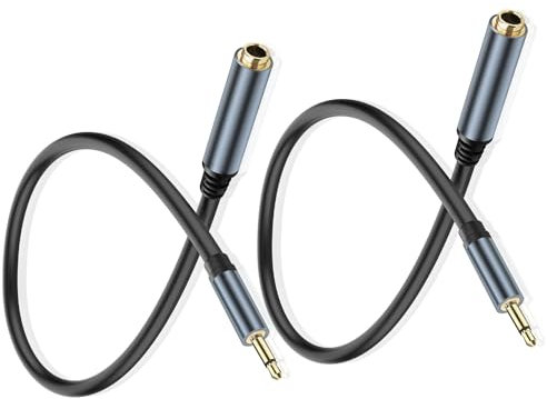 JSADZKJ Câble 3,5 mm vers 6,35 mm Mini Fiche Audio Monaural TS 1/8'' vers Prise Jack TRS 1/4'' Mâle/Femelle - Adaptateur AUX 30 cm