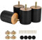 Maricome 3 Inches Wood Legs Set of 4, Black Round Wooden Replacement Feet Predrilled M8 Bolt for Sofa Couch Dresser Ottoman Cabinets Chair Screw in