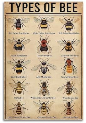 FYRNQ Vintage-Poster mit Tiermotiven, Bienen-Poster, Wandkunstdruck, Retro, ästhetische Raumdekoration, Malerei, Leinwand, Dekoration für Zuhause und Büro, 30 x 45 cm, ungerahmter Stil