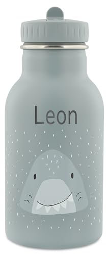 upstitch studio Trixie Sac à dos et gourde pour enfant - Sac à dos de maternelle et gourde - Personnalisable avec nom individuel ou en kit, Motif requin, Flasche 350ml