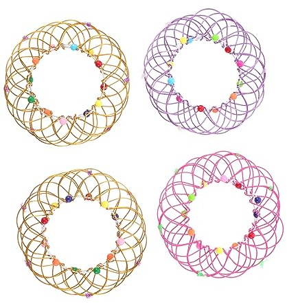 MOLUCKFU 4stücke Flexible Mandala Blütenkorb Spielzeug Teiliges Mit Varianten Handgefertigte Draht-Ringe Für Kreative Entspannung Und Formenvielfalt Für Unterwegs Zauberstabspielzeug