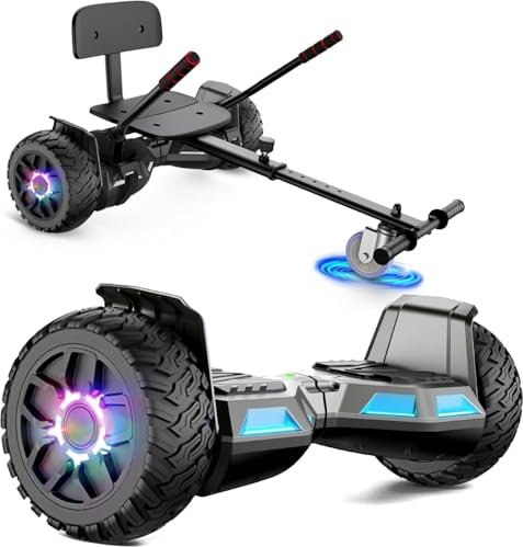 SISIGAD Hoverboard go Kart Seat,8.5 Off Road Hoverboards with LED Lights, All Terrain Hoverboards, Self Balancing Scooter with Bluetooth