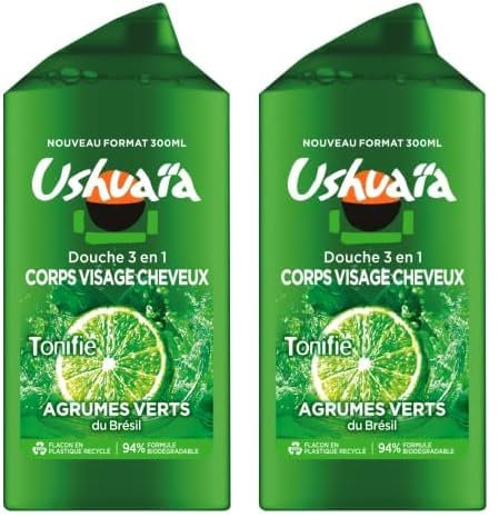 Ushuaïa Douche Visage Corps Cheveux Agrumes Verts (Lot de 2)