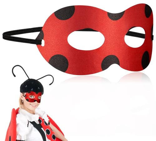 Zomiboo Marienkäfer Maske aus Filz Klassische Ladybug Maske mit Gummiband Rot mit Schwarzen Punkten Marienkäfermaske Cosplay Maske für Karneval, Halloween, Geburtstag, Party Zubehör