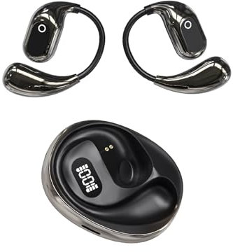 OWS Open Ear Headphones Wireless Bluetooth 5.4 Sports Ultra Open Earbuds for Running Over Ear Gym Waterproof Bluetooth Earphones TWS ENC Noise Cancelling Ear Buds with Ear Hooks for Runners Cycling