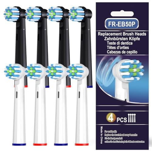 Ersatzbürstenköpfe kompatibel mit Oral B, Aufsteckbürsten kompatibel mit Oral B Pro 1000, Genius X, Smart 1500, 8 Stück