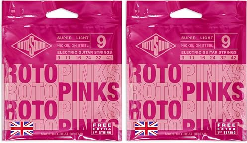 Corde Rotosound per chitarra elettrica Roto nichelate PINKS R9 SL Super Light 9-42 (Confezione da 2)