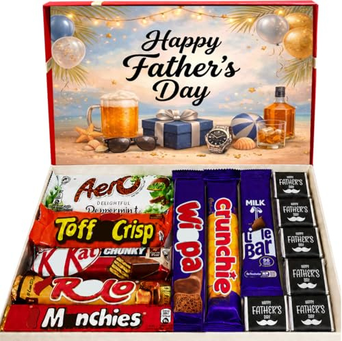 Fathers day Chocolate Gift Letterbox Chocolates with 8 Standard Bars 6 Mini Neapolitans | Best Dad Gifts - Father’s Day Gifts for Grandad Stepdad Him
